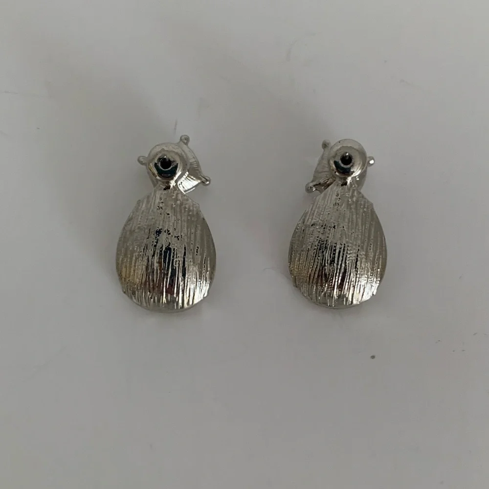 Clear Jewel Rhinestone Teardrop Earrings with Stud Silver Toned Hardware